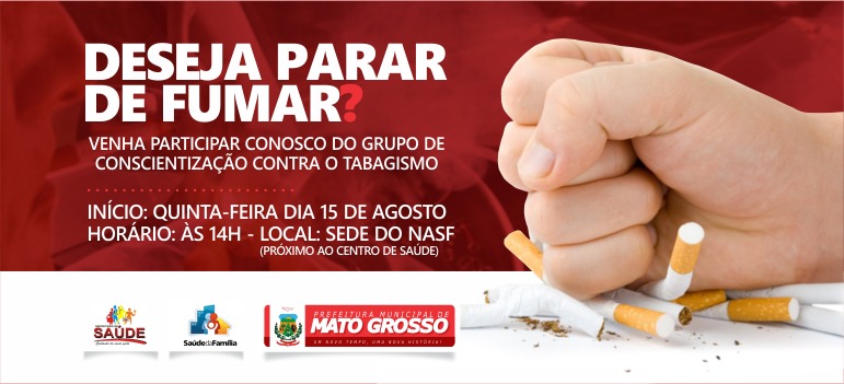 No momento, você está visualizando Secretaria de Saúde e NASF darão início a novo grupo de conscientização contra uso de cigarro
